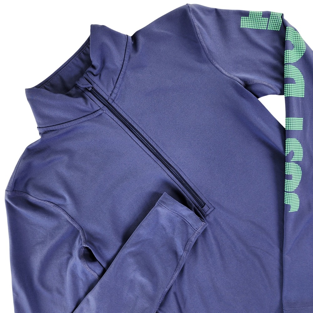 Nike Quarter-Zip Pullover Womens M Blue Just Do It Athletic Polyester Blend - Picture 1 of 12
